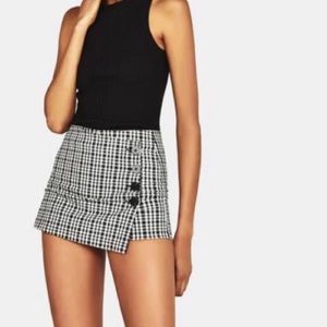 Bershka black & white checkered mini skirt